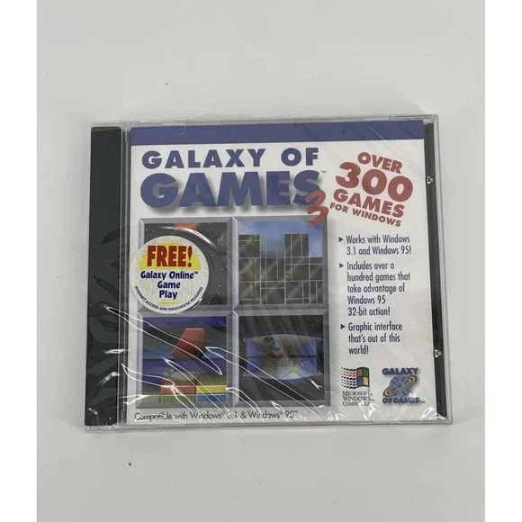 Galaxy Of Games II PC CD-ROM, 1997 Over 300 Games For Windows 95 SEALED