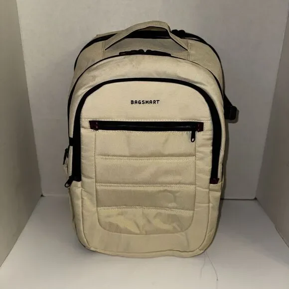 BAGSMART Camera Backpack Beige Tech Gear Bag Laptop Compartment Adjustable