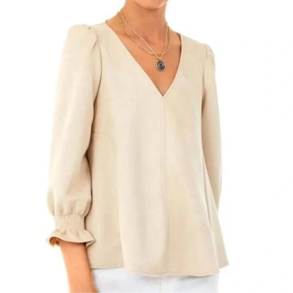 Tuckernuck Bone‎ Suede Easton Blouse Sz S