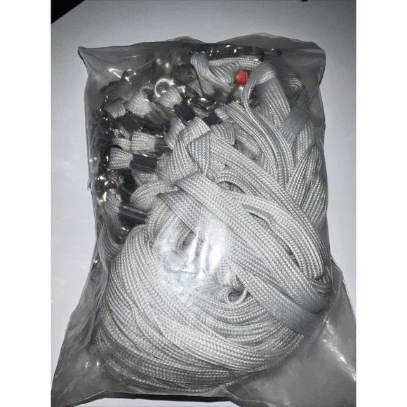 50 Pack Gray Lanyard Bulk Clip Swivel Hooks Cotton Neck Flat Lanyard with Clips