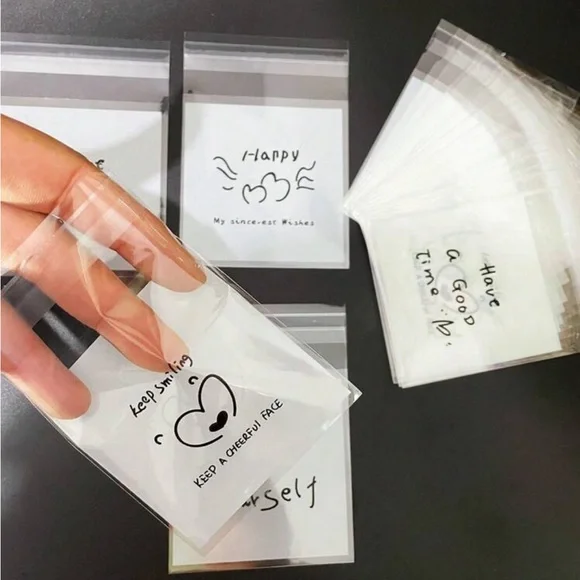 Cute Transparent Gift Small Bags with Positive Messages (50 pack)