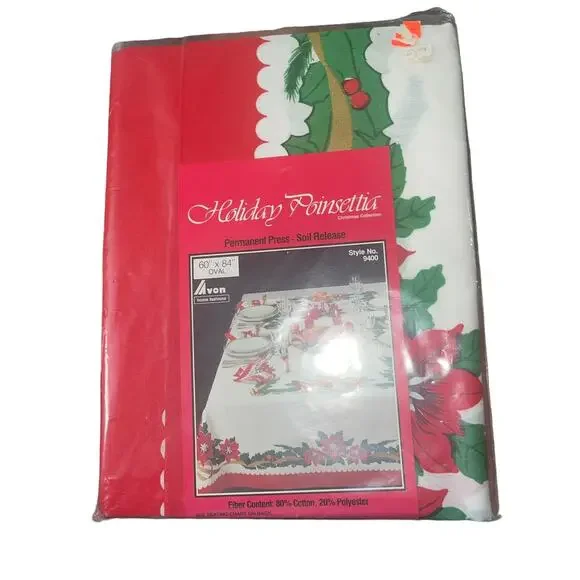Vintage Christmas Table Cloth 60 x 84 New Old Stock in Original Packaging