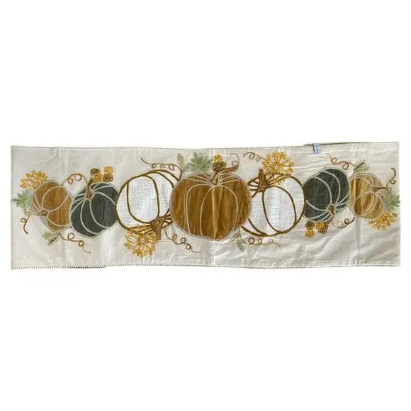 Storehouse Fall Harvest Embroidered With Velvet Applique Pumpkins 70