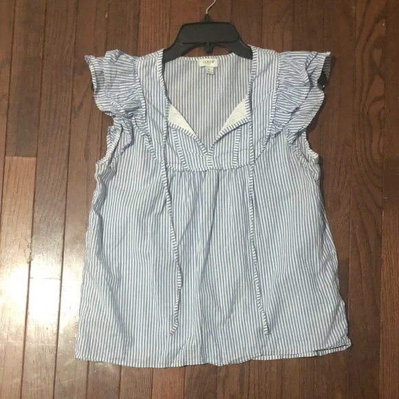 J. Crew Blue and White Striped Sleeveless Top
