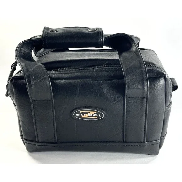 Vintage Z STREET Leather Camera Camcorder Zipper Bag with Handle