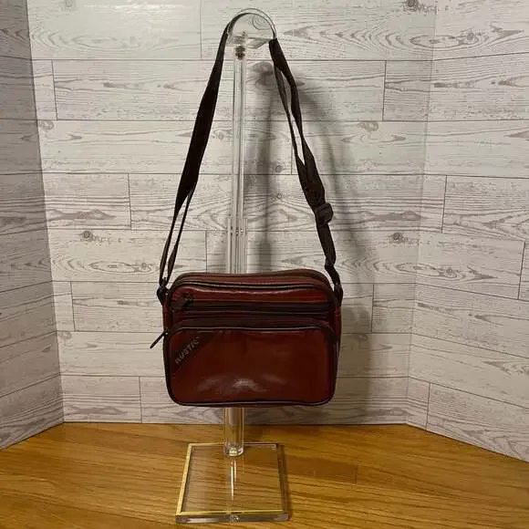 Rustic Brown and Red Leather Camera Bag,