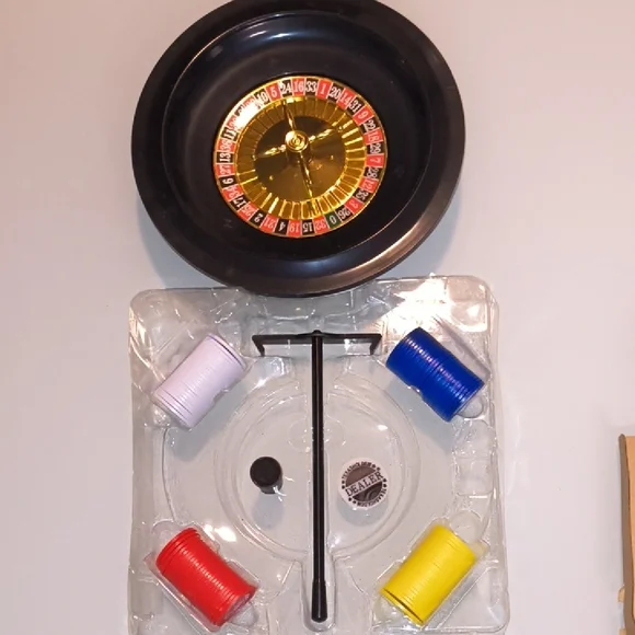 Roulette Game Set with Black and Gold Wheel