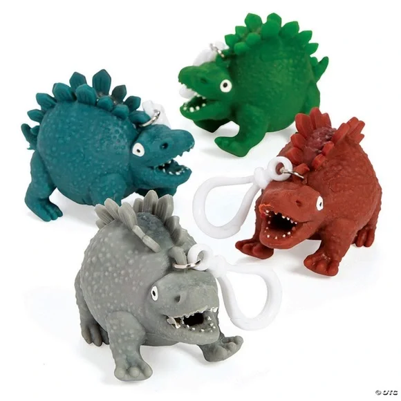 Barrel-O’-Mini Squeeze Dinosaur Toy Keychains 24 Ct
