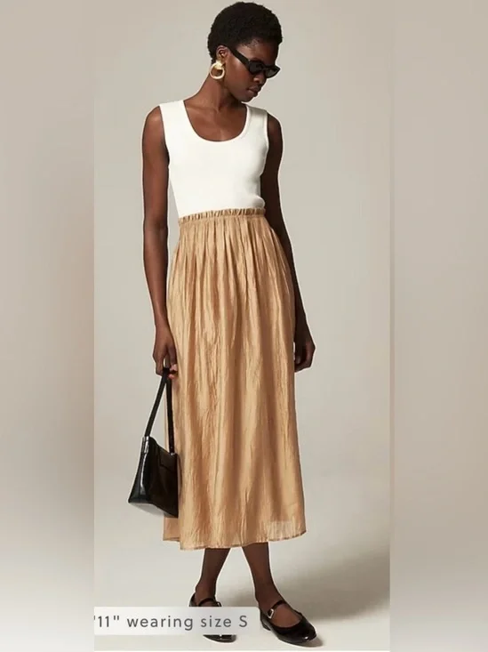J.Crew Gathered-waist mixy dress in ivory