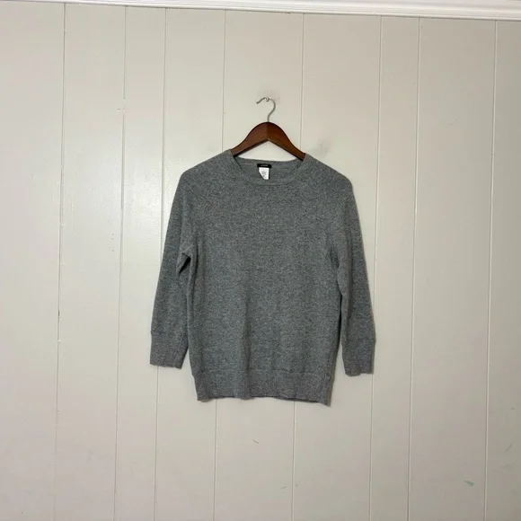 J.Crew women’s fine-gauge Merino Wool Cashmere Blend Crewneck Sweater Gray M