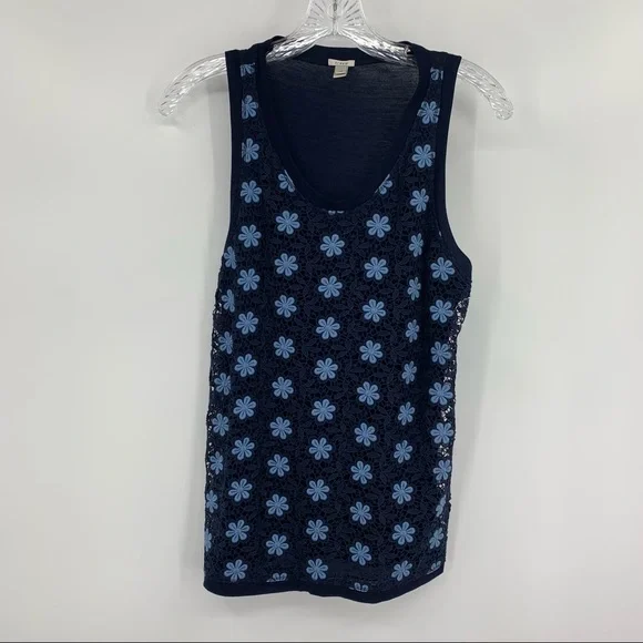 J. Crew Tank Top Crochet Sleeveless Blue Size XS