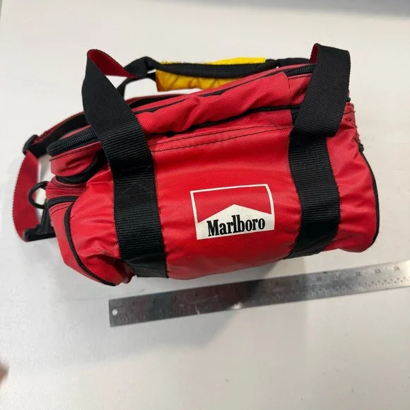 Vintage Marlboro Adventure Team Red Duffel Bag Small Gear Bag 90s Promo
