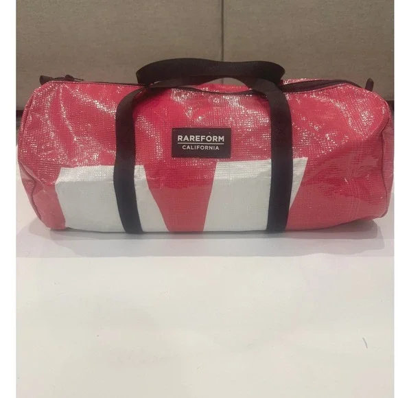 Rareform Duffle Bag‎ Unisex Medium Pink White Upcycled Billboard Vinyl Sporty