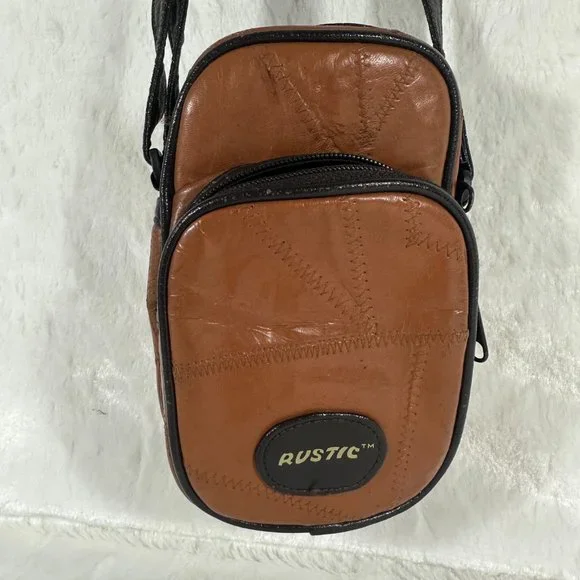 Vintage Rustic Brand Padded Compact Camera Bag w/ Shoulder Strap Brown Leather