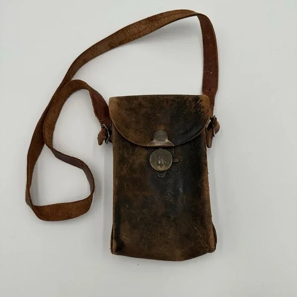 Kodak 3A Autographic Folding Pocket Camera Case - Leather Bag w/ Strap - Repair