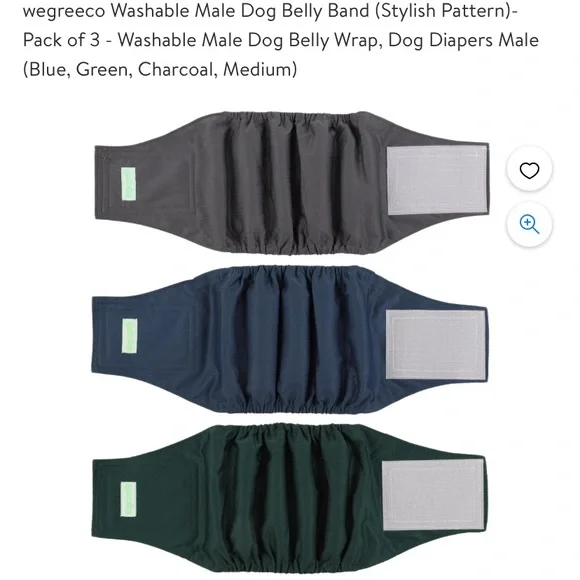 Wegreeco Washable Male Dog Belly Band aPack of 3 - Washable Male Dog Belly Wrap