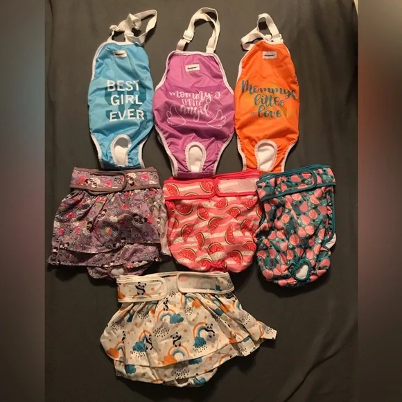 NEW Bundle of 7 Reusable Female Dog Diapers