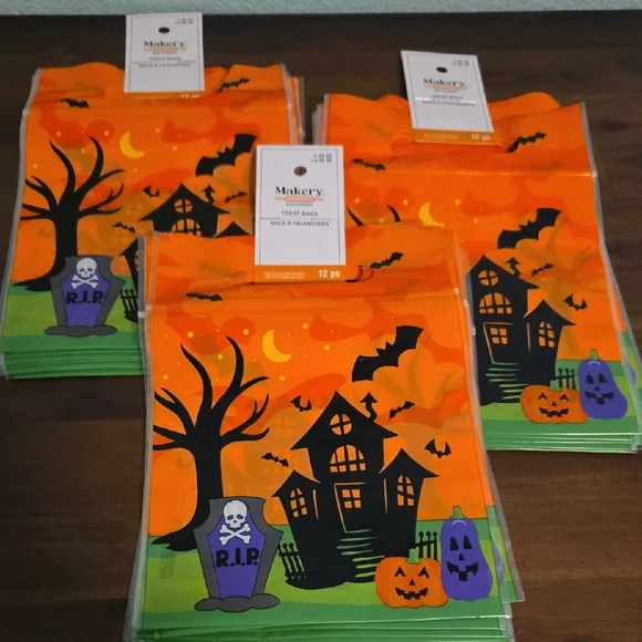 Halloween Haunted House Treat Bags - Orange and Black