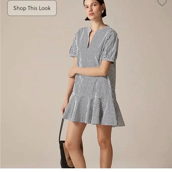 J. Crew Delilah‎ Dress in Striped Cotton Poplin