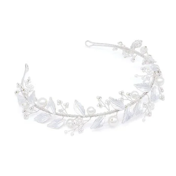Bridal Headband Rhinestone Hair Band Wedding Tiara for Women Silver 14''