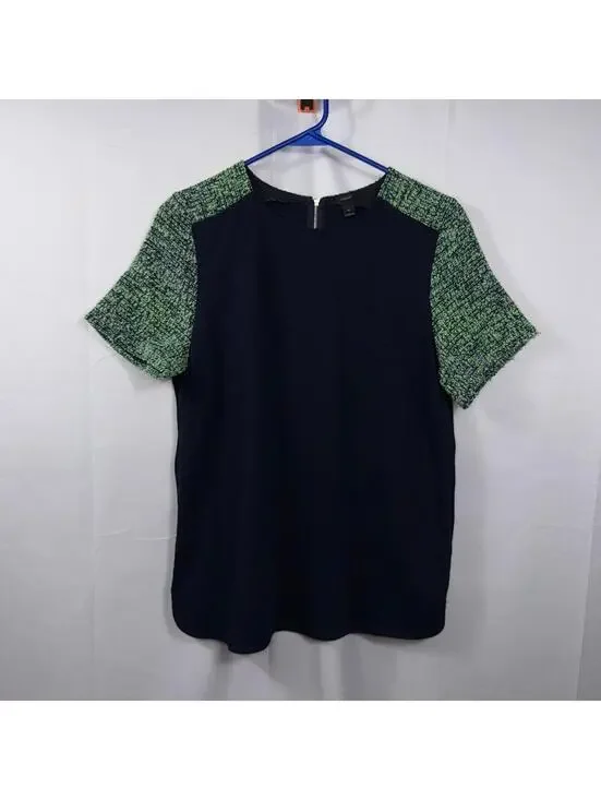 J.Crew Mixed Media Tweed Sleeve Top Size Medium