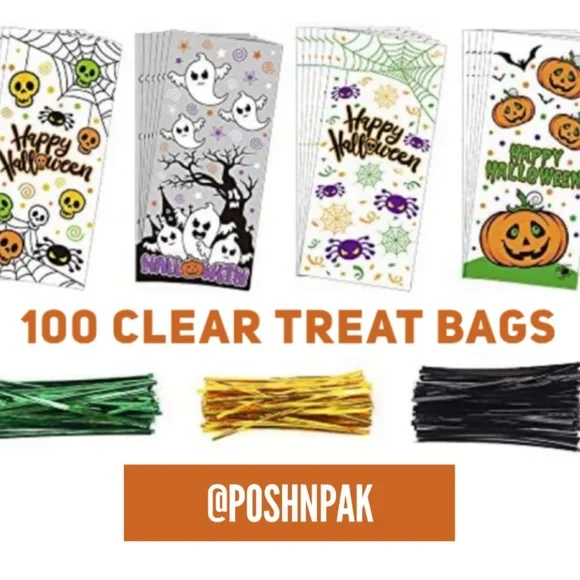 🎃👻100 clear treat bags Halloween Theme