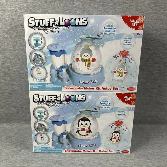 2! - Goodmark Stuffaloons Snow Globe Maker Kit Value Sets Penguin And Snowman!