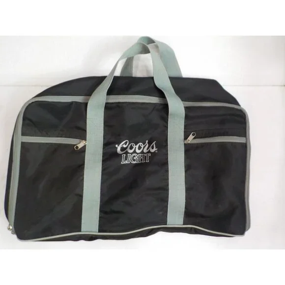 Rare Vtg 90s Coors Light Full Zip Duffle Bag Tote Sports Gear Blk/Silver 22