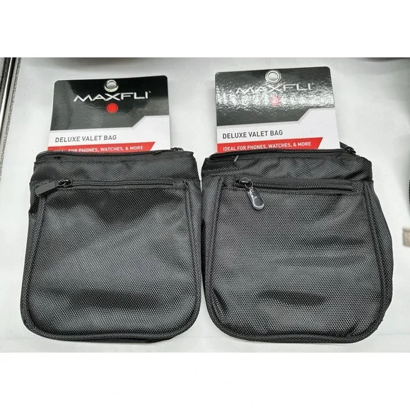 2 Maxfli Deluxe Valet Bags Attaches to Golf Bag protects phones cables Watches