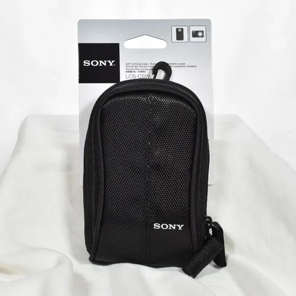 Sony LCS-CSW Soft Camera Case Black Belt Loop Memory Card Pocket Compact Pouch