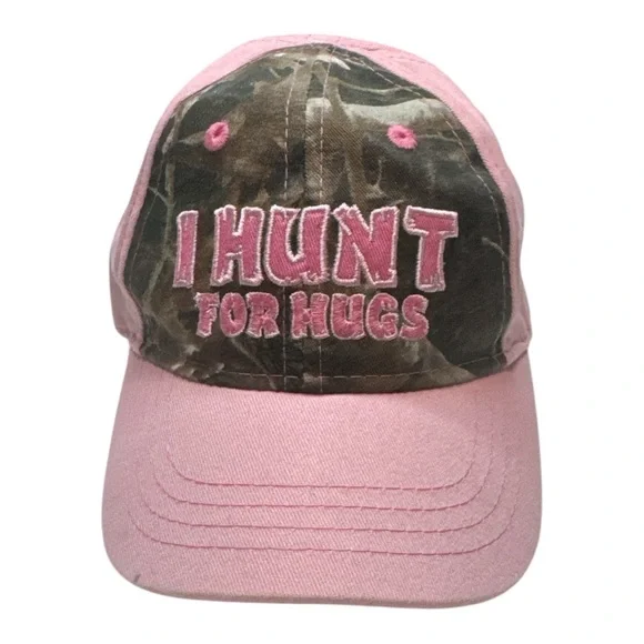 Pink and Camouflage 'I Hunt for Hugs' Cap- infant size