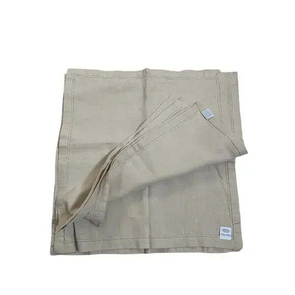 Vintage Lina Vasi 100% Linen Table Napkins in Natural Set of 7