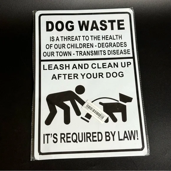 Dog Waste Clean-Up Sign - Black and White