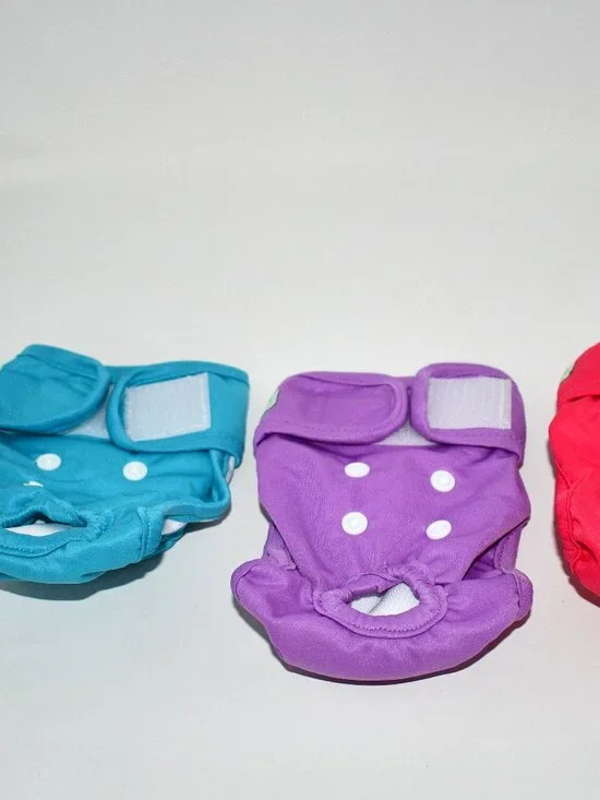 Wegreeco Premium Washable Female Dog Diapers 3 pack Purple/Pink/Teal Size: SMALL