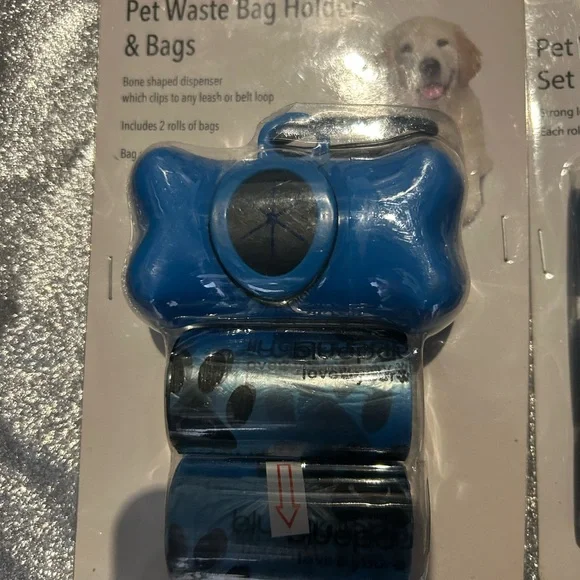Blue Bone-Shaped Pet Waste Bag Dispenser with Blue Bags