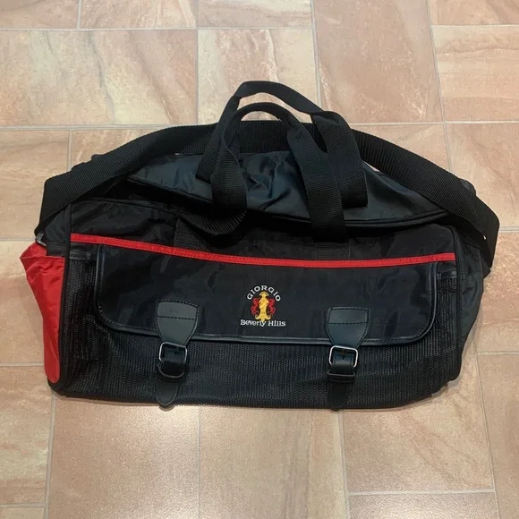 Giorgio Beverly Hills Vintage Black & Red Casual Travel Duffel Bag