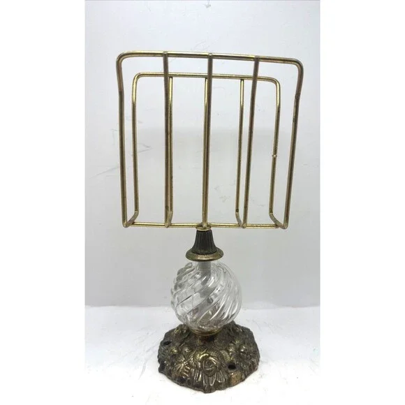 Antique napkin towel mail holder stand metal glass ornate Victorian unique