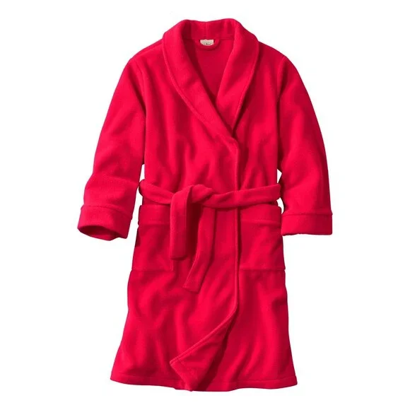 L.L.Bean Robe Kids XL Red Fleece Long Sleeve Belted Waist Sleepwear JDM2859