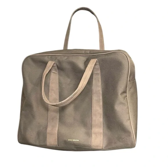 PACO RABANNE Oversized Brown Tote Bag Zipper Closure Fragrance Shopping Bag