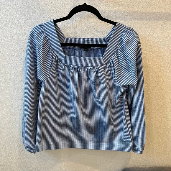 J. CREW Blue Striped Square Neck Top Size XS
