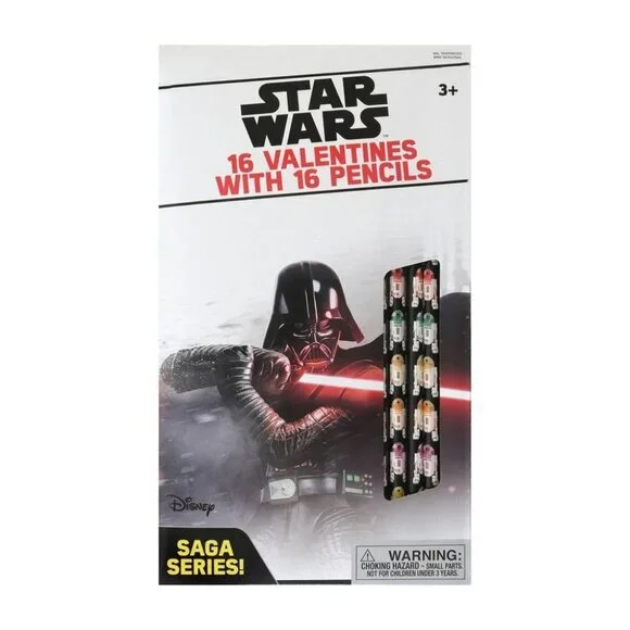 Star Wars Saga Valentines With 16 Pencils