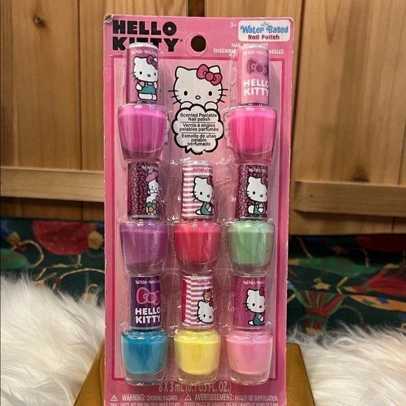 Sanrio Hello Kitty Water-Based Nail Polish Set - Pink, Purple, Yellow, Green