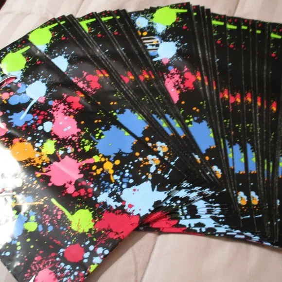 Lot of 50 Plastic Paint Splatter Party Gift Bags NEW