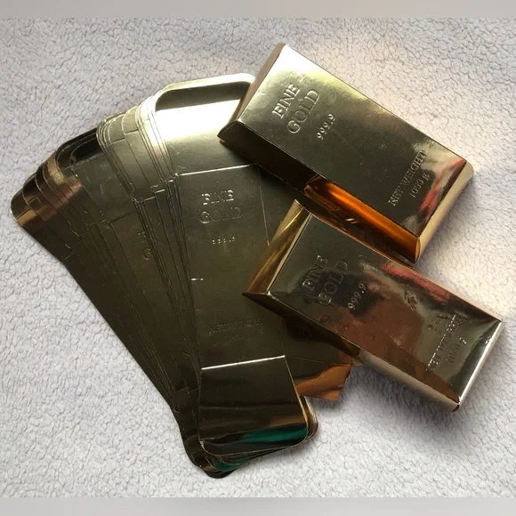 Bright Gold Foil Gold Bar Shaped Trinket Boxes Party Favor Prop 24 Pieces