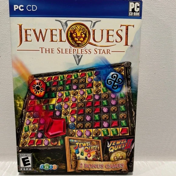 Used Jewel Quest The Sleepless Star PC CD-ROM with 2 Bonus Games.