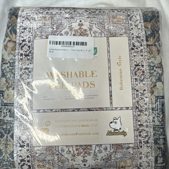 Nunubaby Washable Pee Pads for Dogs, 18x24 Inch (Pack of 2), Beige/Multi