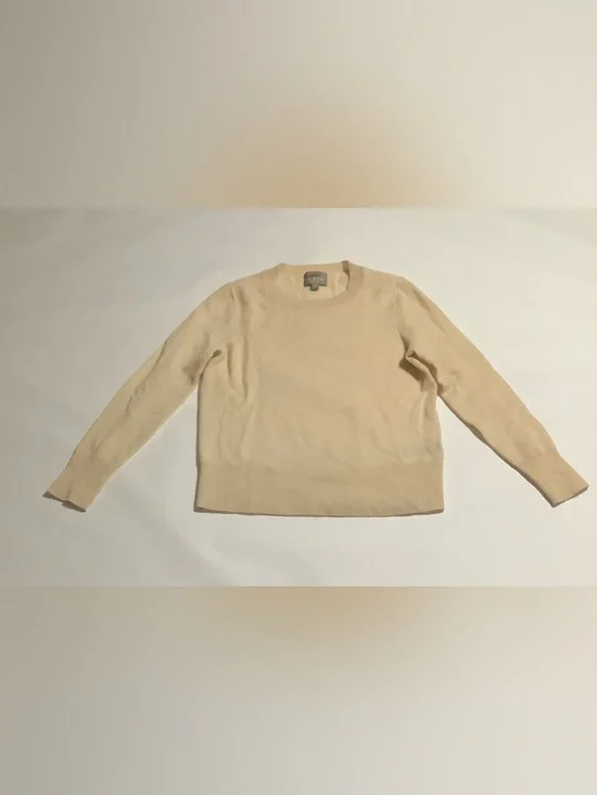 J. CREW 100% Cashmere Sweater Everyday Long Sleeve Pale Yellow Size XS