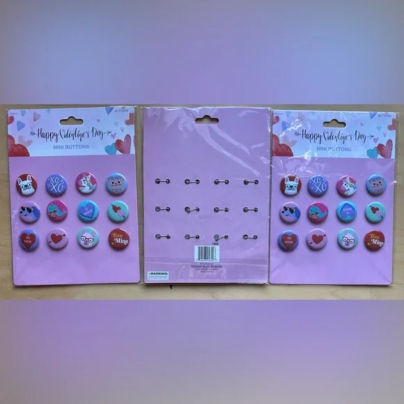 💞 Valentine Mini Buttons, 3 sets of 12 buttons, NWT