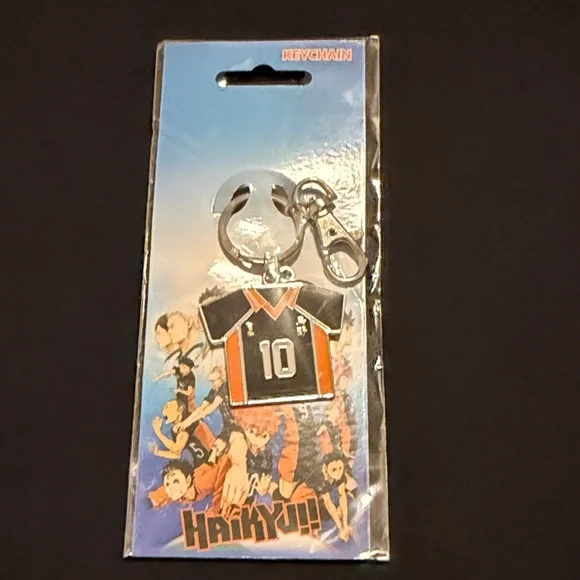 Haiku Black and Orange Volleyball Jersey Keychain with Number 10