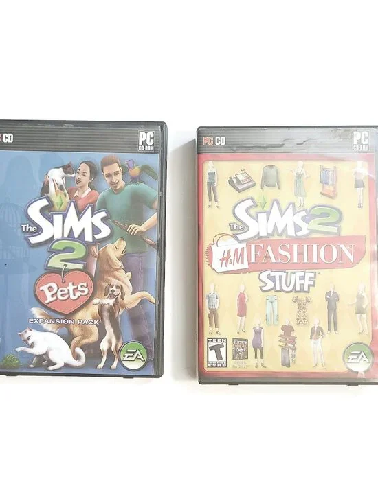 LOT OF 2 The Sims 2 Expansions H&M Fashion Stuff and Pets | With Case / Manuals